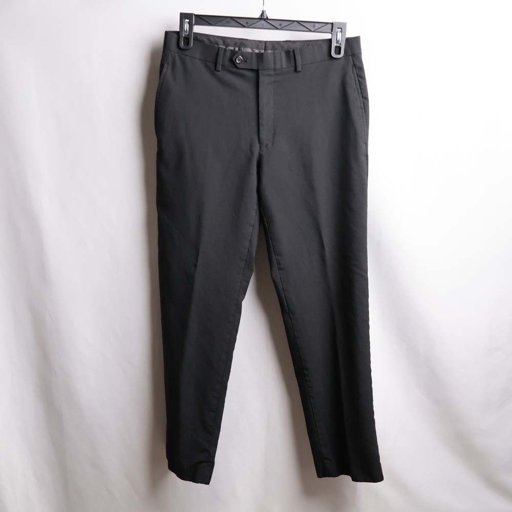 Lauren Ralph Lauren Mens Black 100% Wool Total Comfort Dress Pants 33W 30L